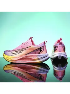 Unisex Blue-Pink Gradient Running Shoes: Dreamy Gradient Colorway, Lightweight Cushioning, Dynamic Lines. For Outdoor Jogging/Morning Runs, Casual Running Shoes