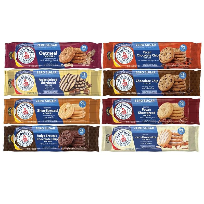 Voortman Sugar Free Cookies Variety Pack - Chocolate Chip, Fudge Brownie, Pecan Shortbread & More - 8 Packs - No Artificial Colors or High Fructose Corn Syrup - Great Snack for Health-Conscious Individuals