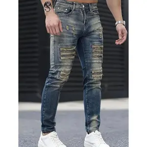Men’s Slim Fit Jeans, Washed Denim Fabric, Fashionable Casual Wear, High-Quality Comfortable Material, Perfect for Daily Use