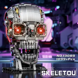 Mechanical Skull LED Building Blocks Model, Stem Education Puzzle Toy, High Difficulty DIY Kit, Gift for Kids & Adults, Collectible Display Piece