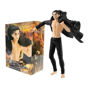 Anime Eren Jaeger Figure Final Season Black Cloak Dress Up Model Toy Anime PVC Action 185mm Figurine Toys Action Figure
