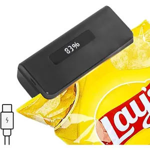 Mini Bag Sealer, 4.7"  Chip Bags Heat Sealer with LED Power Display & 9 Adjustable Gears, Capper Bag Reseal & , Rechargeable Sealing Machine Impulse For Snack Plastic Bag Mylar Cereal Bags