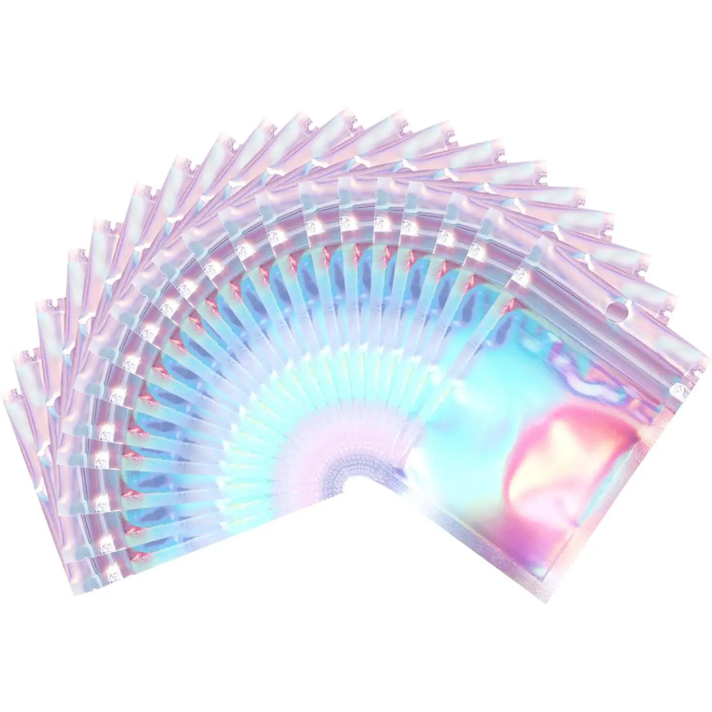 100-Pack 2x3" Holographic Smell-Proof Zipper Pouches - Resealable Mylar Bags for Jewelry, Candy, Home Supplies Organizer Storage, Keep Belongings Fresh and Clean