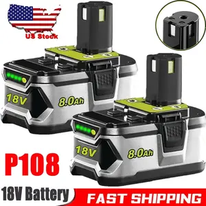 2PACK 8.0Ah Li-ion Battery For Ryobi 18V One+ Plus P108 P103 P105 P107 P109 P104