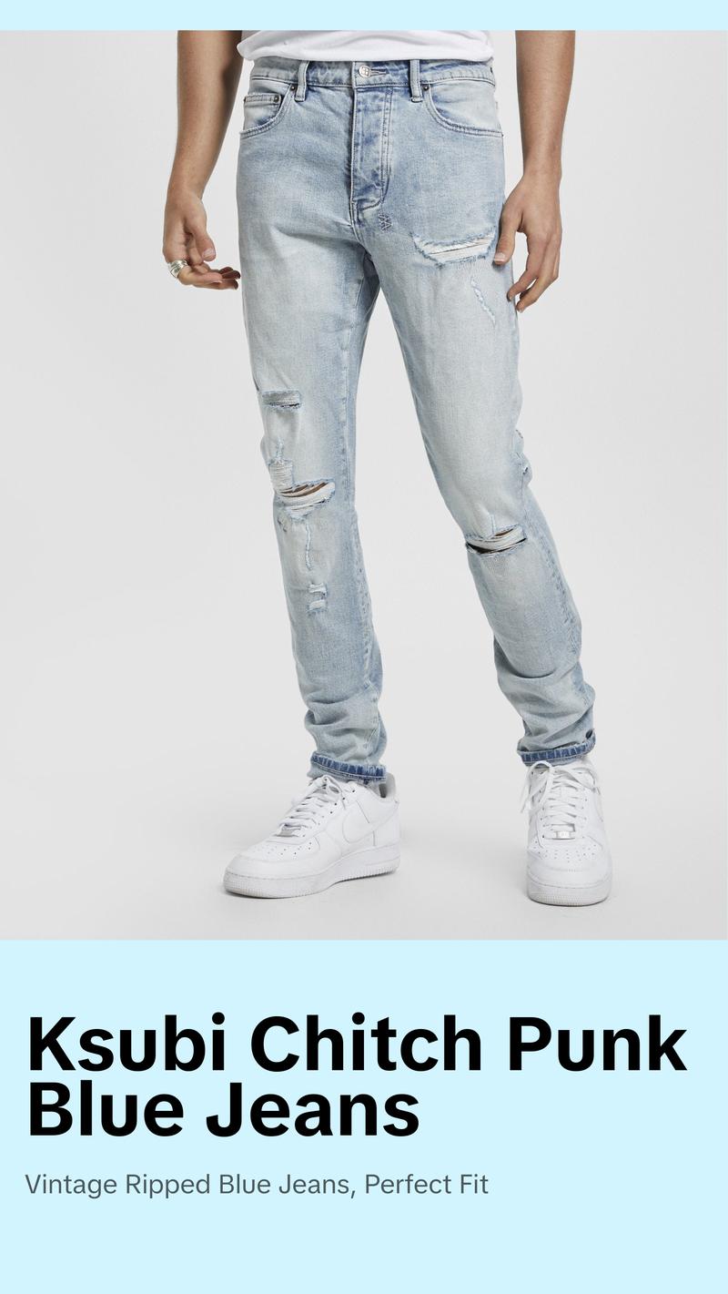 KSUBI CHITCH PUNK BLUE TRASHED Mens Apparel
