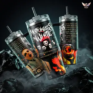 Eternally Yours Motionless In White MIW 40 oz Vacuum Insulated Tumbler with Handle Straw Haunt Me Most Lyrics Graphic Keeps Drinks Hot/Cold 12H 18/8 Stainless Steel Travel Mug Metal Fans Alternative Music Lovers Dark Aesthetic Merch Gift