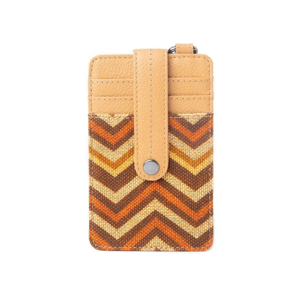 Taralongo Vista Artisan Men's Credit Card Holder - Southwestern-Inspired Print, Casual, Compact Design, Card Sleeve, ID Window, Beige/Black/Turquoise (Luggage & Bags, Men's Wallets)