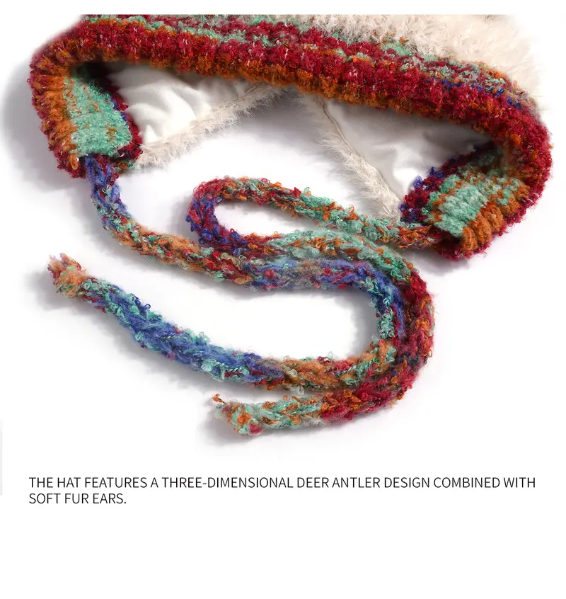 Product Introduction of Original design Festive Christmas Antler Hat (It can be used,A hat has multiple uses.)Knitted Ear Protection Windproof Warm Hat Suitable for the family It can be worn by adults , without limiting the circumference of the head,for Thanksgiving & Christmas。 14
