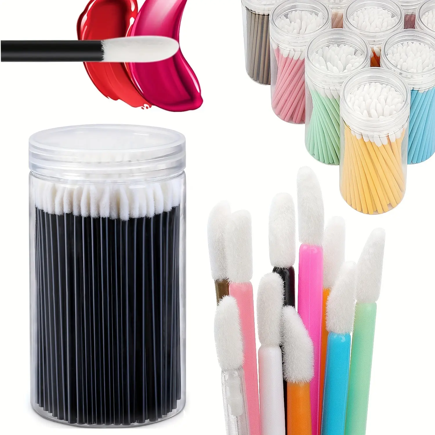 50pieces/bottle Lip Applicators with 1 Replacement Container, Lip Brush Wand for Lipstick and Lip Gloss, Black Lip Makeup Wands, Makeup Applicators, Make Up Beauty Tool Kits, Makeup Tools Set, Makeup Accessories, Cosmetic Tools