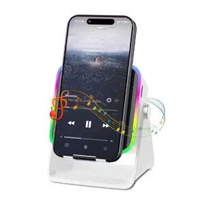 Wireless Induction Speaker 5-in-1 Bluetooth Speaker with Phone Holder, Surround Sound, 3500mAh, 8 RGB Ambient Lights, 360° Adjustable Stand, Holder for iPhone/Android/iPad Gifts for Men Women