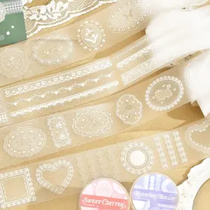 Lace Waltz Series Pet Tape Roll/bag, Handmade Decorative Stickers for Journals, Scrapbook Page & Water Bottles, Multi-Scene Decoration Supplies