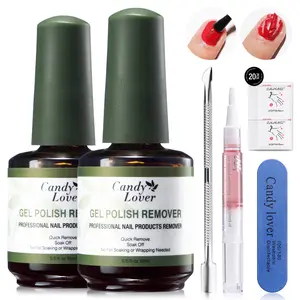 Candy Lover Gel Nail Polish Remover Kit - Quick & Easy Gel Nail Polish Remover with Cuticle Oil, No Damage to Nails