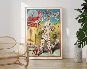 Vintage Circus Clown Poster ,  Vintage circus clown print, Retro circus decor, Antique clown illustration