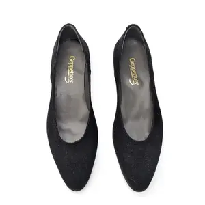 Geppettos Black Shimmer Corduroy Pointed Ballet