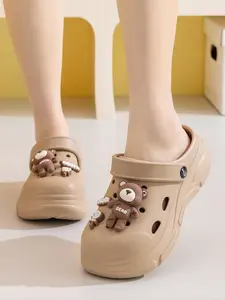 Women's Cute Cartoon Bear Shoes, Summer Fashion Casual Thick Sole Slippers, Outdoor Trendy Sandals, Indoor Non-Slip Slip-On Sneakers