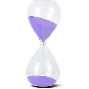 Hourglass,  Hand-Blown Sand Timer Set for Time Management 15 Minutes Durable Glass Construction (15 min, Purple)