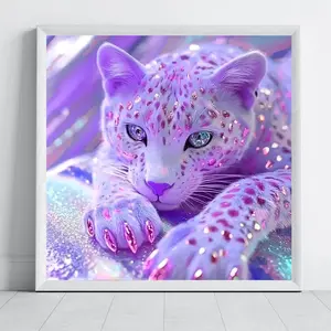 Leopard Pattern Diamond Painting Kit, Adult Art Craft Set, Frameless DIY 5D Diamond Art, Full Drill Round Diamonds Home Decor, Wall Art Painting