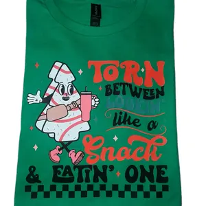 Little Debbie Funny Christmas Tree Cake Women's Top T-shirt for Christmas Eve and Holiday Parties - Womenswear Tshirt christmas cat