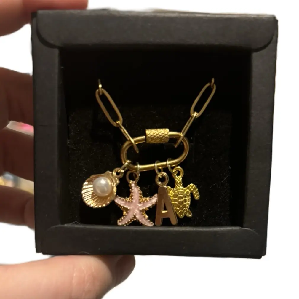 Beachy Theme Initial Charm Necklace