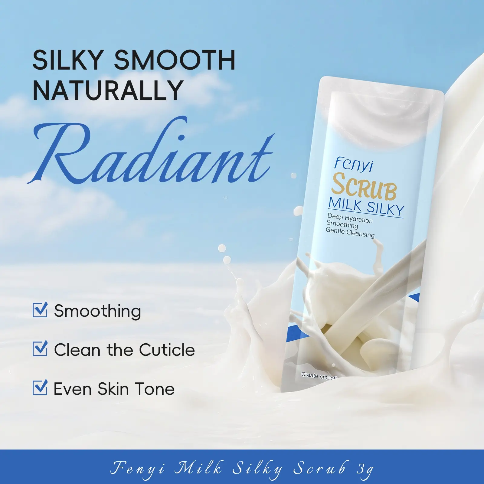 Milk Body Scrub 3g Single Use Mini Travel Size Exfoliating Scrub Gently Removes Dead Skin Deep Pore Cleansing Lactic Acid Natural Milk Extract Smoothing Brightening All Skin Types Shower Skincare On The Go Exfoliator