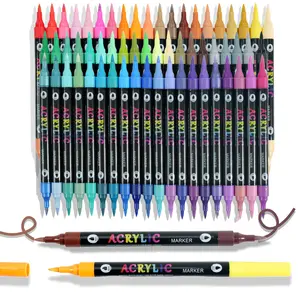 Acrylic Paint Markers, 24/48/72/96/120 Colors, Dual Tips Dual Color, for Rock Painting, Canvas, Wood, Glass, Ceramic, Fabric, Plastic, Egg & Scrapbook