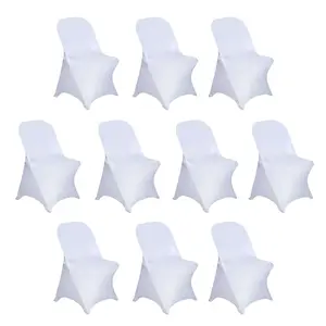 10 Pack Stretch Spandex Folding Chair Covers White - 160GSM Superior Durability with a Snug & Stylish Fit Slipcovers