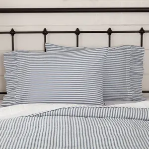 Farmstead Blue Ticking Stripe Pillow Cases