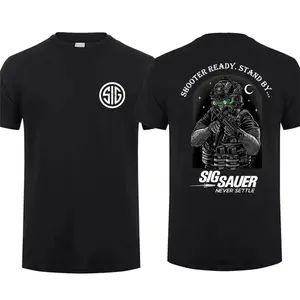 Vintage Night Vision Operator T-Shirt, Retro Shooter Ready Stand By Graphic Tee, Double-Sided Tactical Style Top, Heavyweight Cotton Streetwear Oversized Tshirt