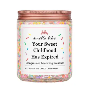 18th Birthday Gifts for Girls, 18th Birthday Decorations Candles Gifts for 18 Year Old Girls, Your Childhood Has Expired Handmade Candles (Vanilla Birthday Cake Scent with Sprinkles)