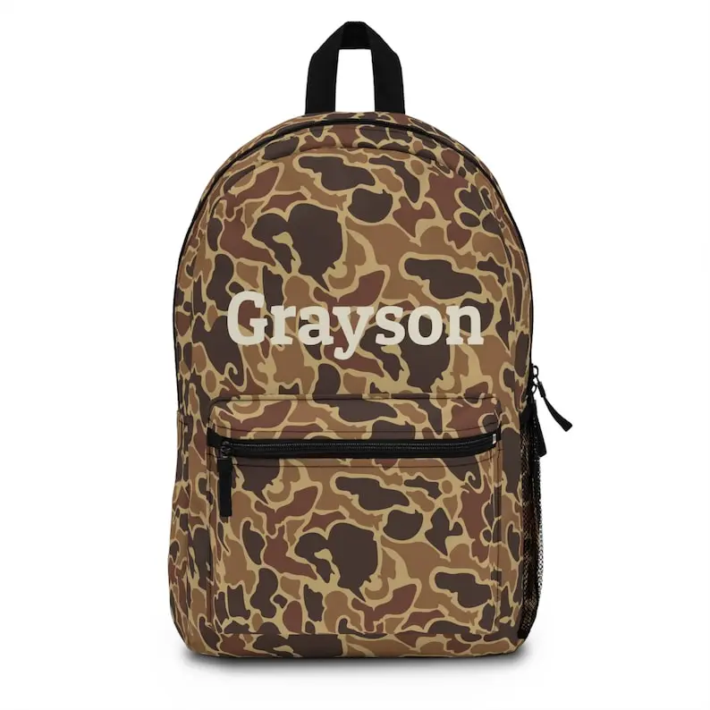 Duck Camo Backpack - Personalized Backpack for Kids - Custom Name Backpack - Lightweight Outdoor Bag for Hunting & Camping