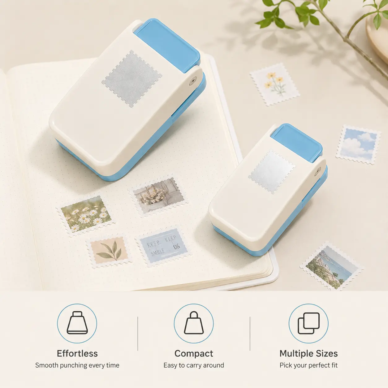 Compact Small Rectangular Postage Stamp Paper Punch - Easy-to-Carry Paper Crafts Tool for Scrapbooking, Card Making