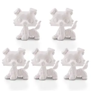 5Pcs White Base for Mini Pet Shop White Mold Blank Base Animals Figurine Collie Handmade DIY Paint Design Your Pet (Collie)