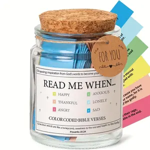 Bible Verse Jar, 1 Count Read Me When Bible Verses Jar for Emotions and Feelings, Scripture Prayer Hope Jar, Religious Birthday Christian Gift, Christian Gift for Women and Men, Unique Birthday Gifts