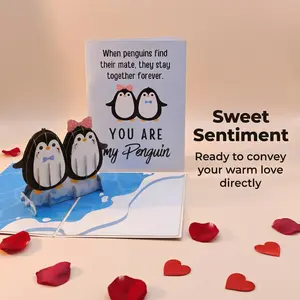 1pc Pop-Up 3D Design Cute Penguin Birthday Card with Envelope, Happy Birthday to My Penguin, Perfect Gift for Partner or Boyfriend