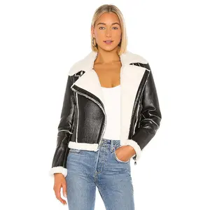 superdown Genna Zip Up Jacket in Black & White