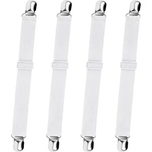 4-Piece Bed Sheet Straps, Adjustable Elastic Bed Frame Straps, Non-Slip Fasteners, Universal Fit for All Beds, 4 Pieces