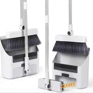 3 in 1 Broom & Dustpan Set, 1 Set Rotating Broom Set, Household Non-stick Hair Plastic Soft Wool Folding Combination Storage Broom