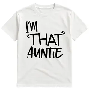 Women's I'm That Auntie Funny Best Aunt T-Shirt, Short-Sleeve Round Neck Casual Wear, Crew Neck Summer Outfits