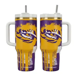 LSU Tigers Fan Gift 40oz Stainless Steel Tumbler with Straw Lid – Large Capacity Leakproof Sports Travel Mug for Daily Use