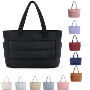 Puffy Bubble Tote Bag 3 Sizes for Women Quilted Laptop Shoulder Handbag, Lightweight Work Tote with Multiple Compartments for Travel & Work Organize Zipper Closure Durable Tote bag TikTokShopBlackFriday