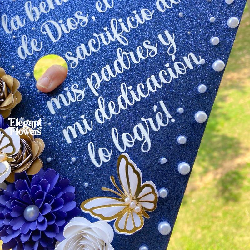 Custom Graduation Cap - Unisex with Customizable Colors, 9.25x9.25 Inches, Complimentary Velcro, Butterfly & Leaf Design