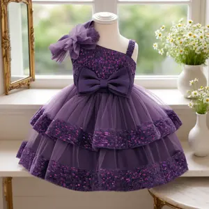 Flower Girl Birthday Party Wedding Festival Summer Beachwear Girl Sequined Tulle Cake Skirt Cute Floral Party Dress Suitable For Outdoor Parties