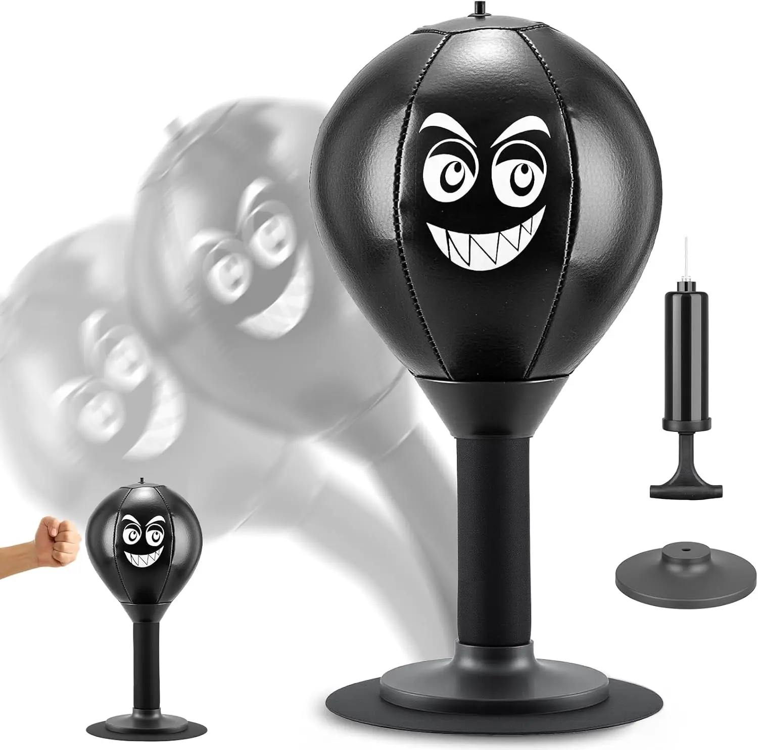 Desktop Punching Bag, Small Relaxing Punch Rage Bag Stress Relief with Upgraded Strong Suction Cup & All-Around Foam Protect Spring, Portable Tabletop Boxing Ball for Adult Youth Office Friends Home