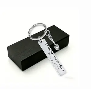 Funny Adult Humor Keychain for Best Friends, Stainless Steel Engraved "I Fucking Love You Bitch" Keyring, Novelty BFF Gift for Women, Bestie, Girlfriend, Gag Birthday Christmas Valentines Friendship Keychain