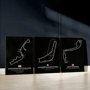 3pcs Race Track Design Wall Art, Motorsport Passion Poster, Excitement Art Prints, Global Events Home Decor, Modern Wall Paintings, Cozy Canvas Posters Wall Arts, Decor for Living Room, Restaurant, Kitchen, Bedroom, Housewarming Gift, With Frame