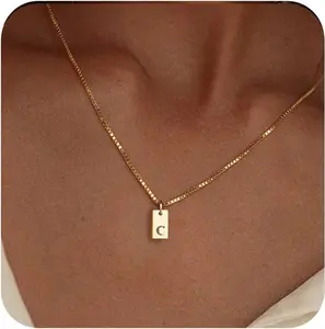 Initial Necklaces for Women 14K Gold Plated Letter Necklace Dainty Name Pendant Necklace Personalized Christmas Gifts for Women Trendy Gold Jewelry
