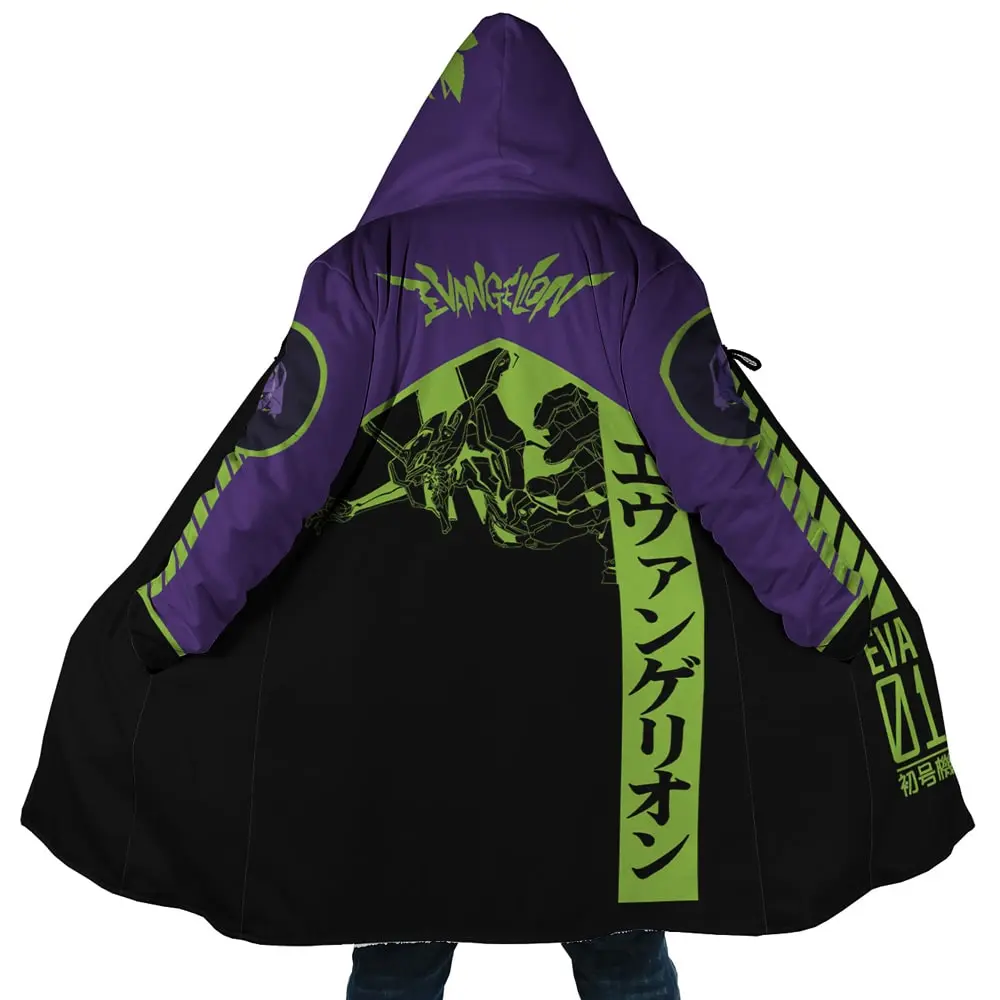 Eva-01 Dream Cloak Coat, Anime Shin Seiki Evangelion Men's Women's Hooded coat, Fleece Jackets Coats, Gift For Men And Women