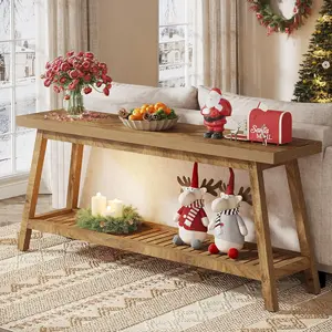 LITTLE TREE 70.86-Inch Console Table for Entyrway, Farmhouse 2-Tier Entry Entrance Table, Narrow Long Sofa Table Behind Couch