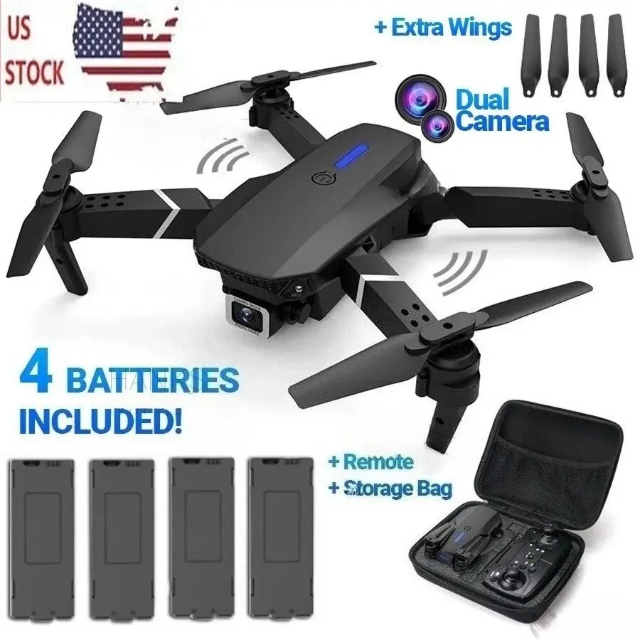 Drone 2026  HD Dual Camera WiFi FPV RC Foldable Quadcopter with 4 Batteries for Extended Flight Times and Precision Control