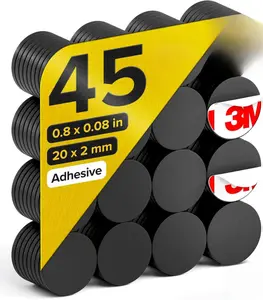 Hyper-Sticky Round Flexible Magnets with 3M Adhesive Backing 45pcs 0.8"x0.08" Magnetic Dots for Whiteboard Fridge Teacher Supplies